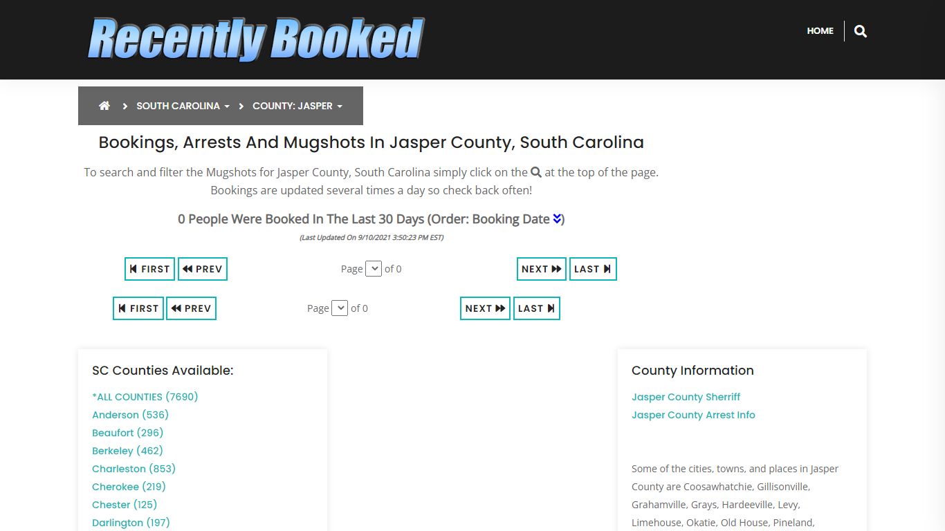 Bookings, Arrests and Mugshots in Jasper County, South Carolina